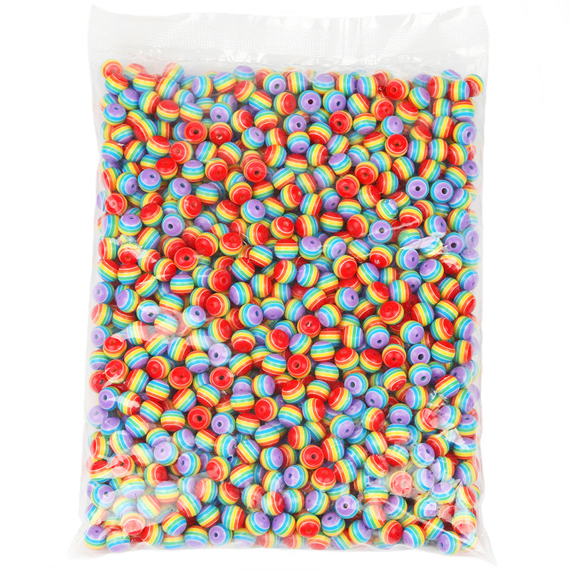 Venta al por mayor 1000 piezas de cuentas de resina de rayas de colores 6/8/10 MM